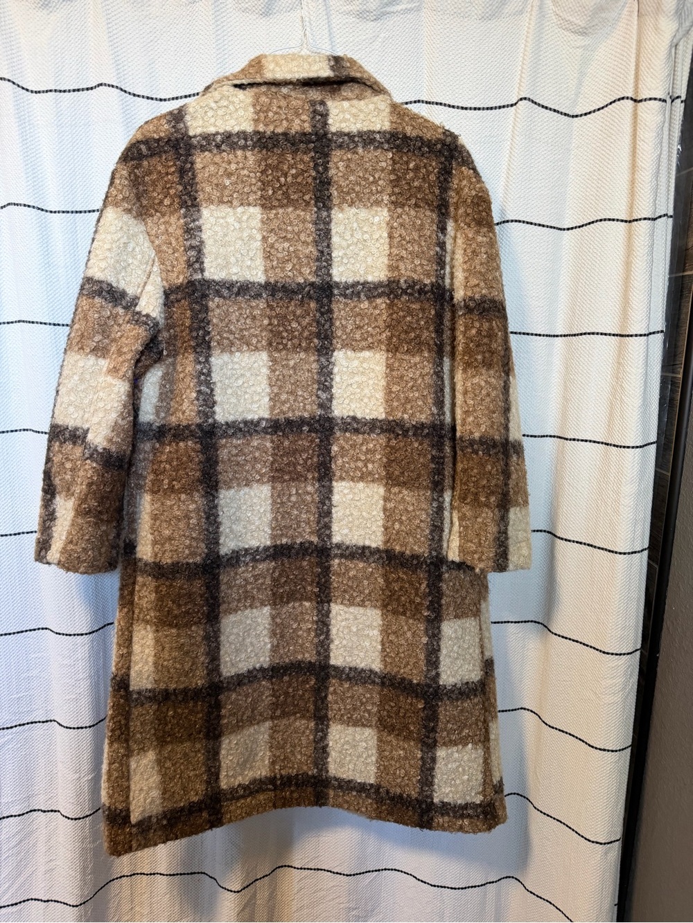 Brown Plaid Long Coat - Picture 5 of 7